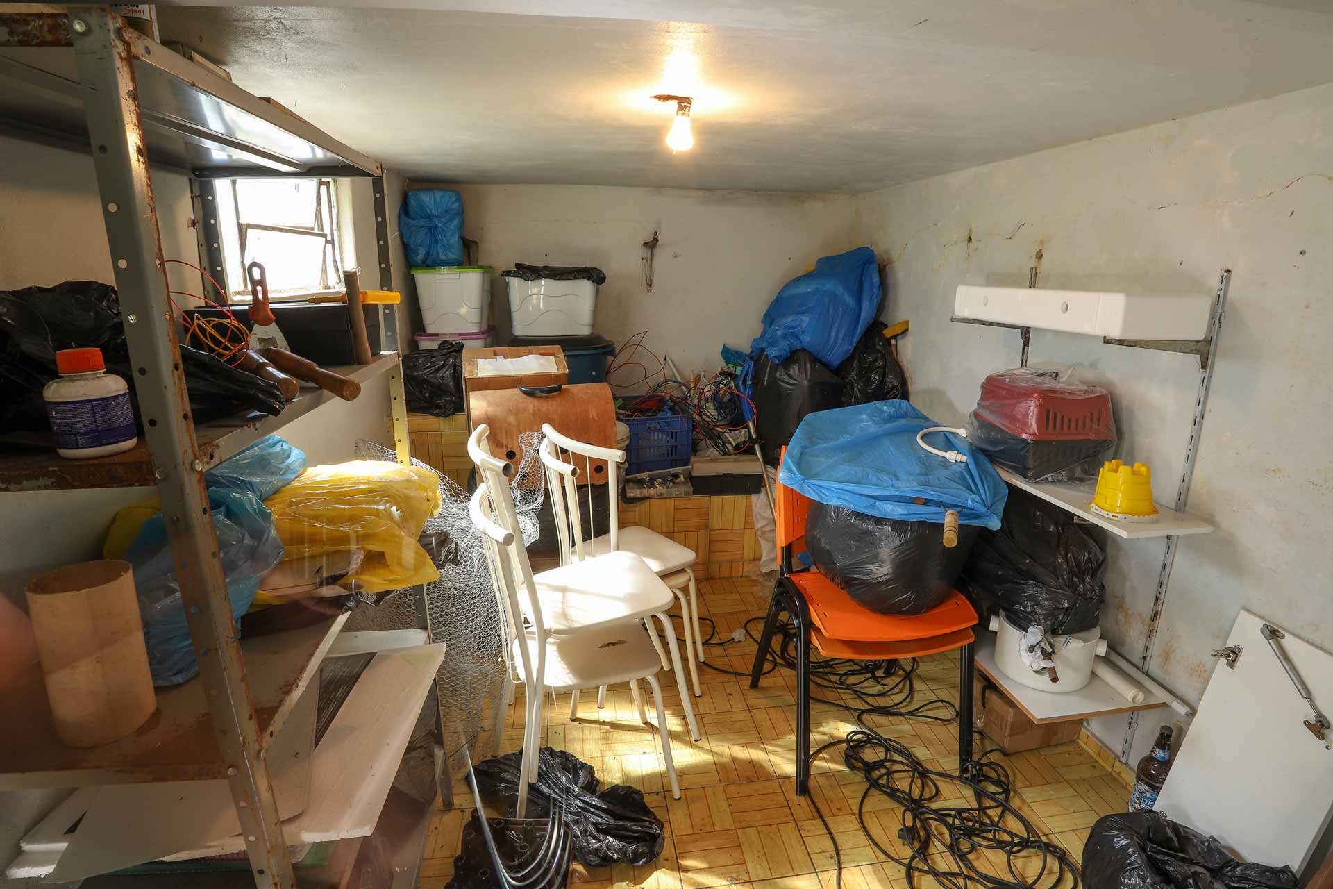 Room piled high with junk