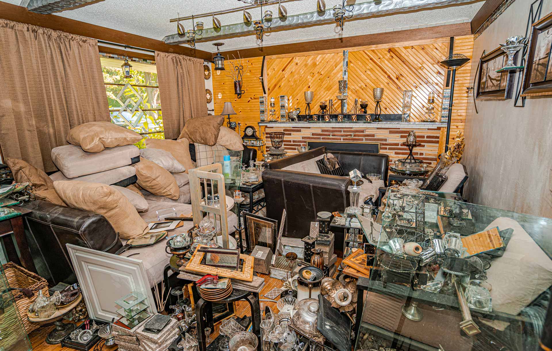 Interior shot of hoarder's house